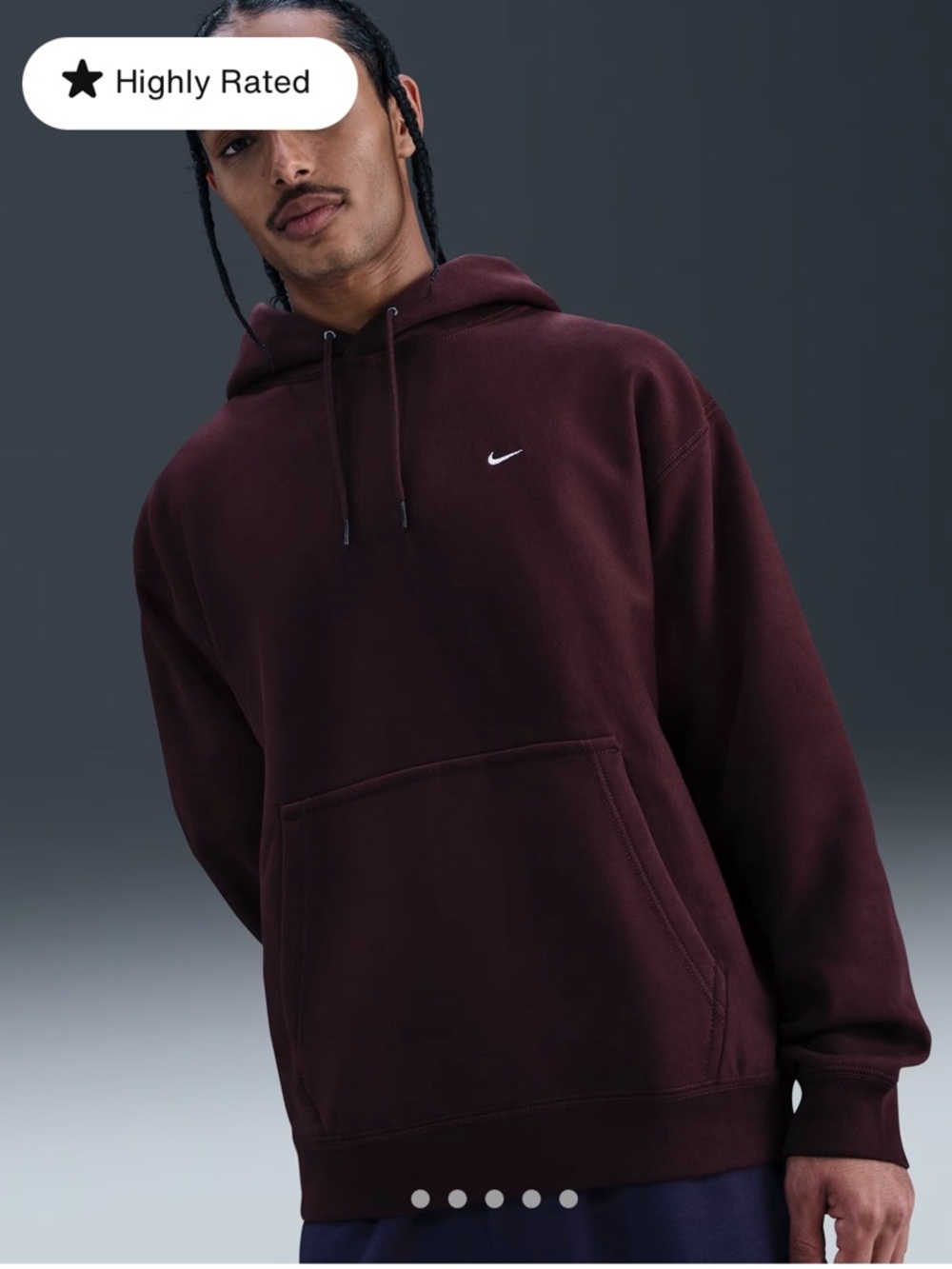 Nike Maroon Pullover Hoodie with White Swoosh
